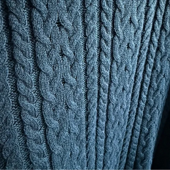 American Eagle Sweater Lightweight Blue Cable Knit Crewneck Zipped Sides Sz M - Picture 8 of 13